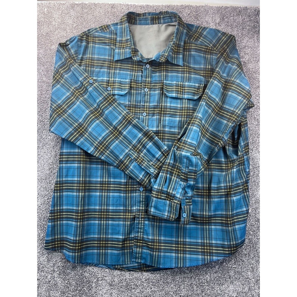 Swiss Tech Mens 3XL/4XL Blue & Yellow Plaid Long Sleeve Shirt